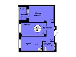 Продается 2-комнатная квартира ЖК Серебряный, дом 1 корпус 2, 56.4  м², 7010520 рублей