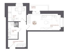 Продается 1-комнатная квартира ЖК Звезда, 40.14  м², 5258340 рублей