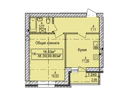 Продается 1-комнатная квартира ДИВНОГОРСКИЙ, 20, 39.8 м², 2746200 рублей