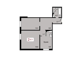 Продается 2-комнатная квартира ЖК Домино, дом 2, 57.7  м², 6750900 рублей