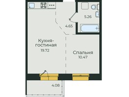 Продается 1-комнатная квартира ЖК Семья, 3 очередь, б/с 5, 44.18  м², 1 рублей