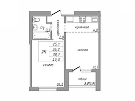 Продается 2-комнатная квартира МИРНЫЙ, корпус 2, 40 м², 2840000 рублей