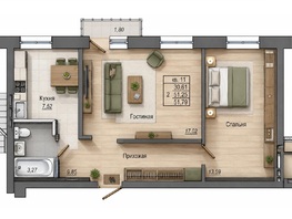 Продается 2-комнатная квартира ЖК Наш дворик, 51.79  м&sup2;, 5955850 рублей
