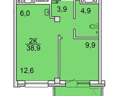 Продается 2-комнатная квартира ЖК Зеленая высотка на Калинина, 38.9 м², 5000000 рублей