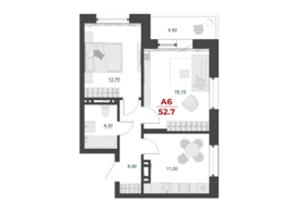 Продается 2-комнатная квартира ЖК Familia (Фамилия), дом 7, 52.4  м², 7283600 рублей