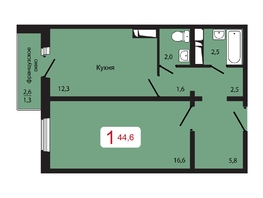 Продается 1-комнатная квартира ЖК КБС. Берег, дом 5 строение 3, 44.6  м², 5931800 рублей