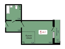 Продается 1-комнатная квартира ЖК КБС. Берег, дом 7 строение 5, 40.7 м², 5698000 рублей