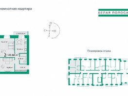 Продается 2-комнатная квартира ЖК Белая полоса, 49.88  м², 5081325 рублей