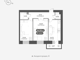 Продается 2-комнатная квартира ЖК Академгородок, дом 7, 64.58  м², 10100000 рублей