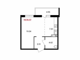 Продается 1-комнатная квартира ЖК Аринский, дом 1 корпус 3, 36  м², 3840000 рублей