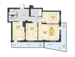 Продается 3-комнатная квартира ЖК Медео, 90  м², 11674000 рублей