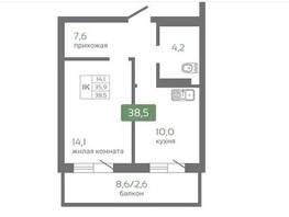 Продается 1-комнатная квартира ЖК Кедр, дом 1, 38.5  м², 4235000 рублей