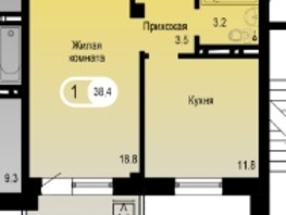 Продается 1-комнатная квартира ЖК Мичуринские аллеи, дом 1, 37.9  м², 4550000 рублей
