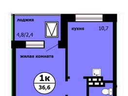 Продается 1-комнатная квартира ЖК Тихие зори, дом Панорама корпус 1, 36.6  м², 4800000 рублей