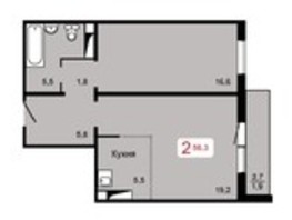 Продается 2-комнатная квартира ЖК Мичурино, дом 2 строение 1, 56.3  м², 5700000 рублей