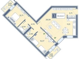 Продается 3-комнатная квартира ЖК Преображенский, дом 8, 86.82  м², 11720700 рублей