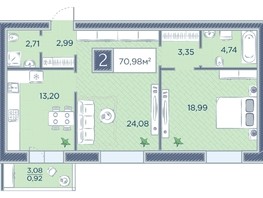 Продается 2-комнатная квартира ЖК Преображенский, дом 7, 70.98  м², 8943480 рублей