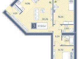 Продается 3-комнатная квартира ЖК Преображенский, дом 7, 87.6  м², 10599600 рублей