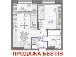 Продается 2-комнатная квартира ЖК Прогресс-квартал Перемены, дом 2, 39.6  м², 6125000 рублей