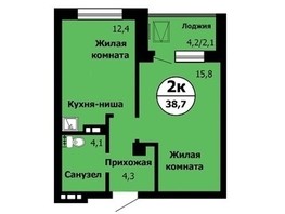 Продается 2-комнатная квартира ЖК Серебряный, дом 1 корпус 1, 38.7  м², 5672000 рублей