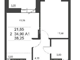 Продается 2-комнатная квартира ЖК Дивные Дали, дом 1, 38.3  м², 4456000 рублей