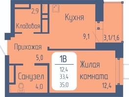 Продается 1-комнатная квартира ЖК Univers (Универс), 3 квартал, 35  м², 5250000 рублей