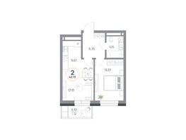 Продается 2-комнатная квартира ЖК Юдинский, дом 1.4, 42.73  м², 5042140 рублей