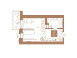 Продается 1-комнатная квартира ЖК АЙВАЗОВSKY (АЙВАЗОВСКИЙ), 1, 32.52  м², 4430000 рублей