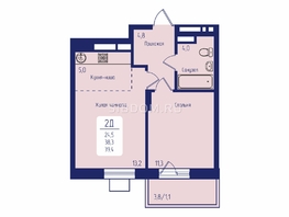 Продается 2-комнатная квартира ЖК Univers (Универс), 2 квартал, 39.4  м², 6250000 рублей