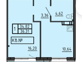 Продается 1-комнатная квартира ЖК Аринский, дом 1 корпус 3, 36.58  м², 3950000 рублей