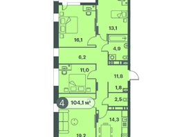 Продается 4-комнатная квартира ЖК Три Клёна, дом 1, 104.1  м², 11659200 рублей