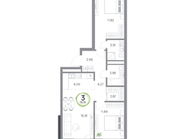 Продается 3-комнатная квартира ЖК Юдинский, дом 1.5, 73.71 м², 8683038 рублей