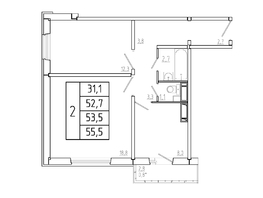 Продается 2-комнатная квартира ЖК Три слона, дом 2, 53.5  м², 5885000 рублей
