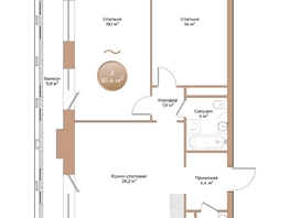 Продается 2-комнатная квартира ЖК Небо над Енисеем, 74.5  м²