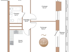 Продается 2-комнатная квартира ЖК Небо над Енисеем, 56.1 м²