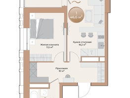 Продается 1-комнатная квартира ЖК Небо над Енисеем, 44.5  м²