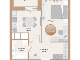 Продается 1-комнатная квартира ЖК Небо над Енисеем, 41  м²