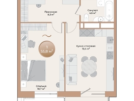 Продается 1-комнатная квартира ЖК Небо над Енисеем, 52.4  м²