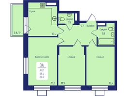 Продается 3-комнатная квартира ЖК Univers (Универс), 2 квартал, 66.5 м², 9300000 рублей