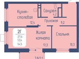 Продается 2-комнатная квартира ЖК Univers (Универс), 3 квартал, 54.5 м², 8638250 рублей