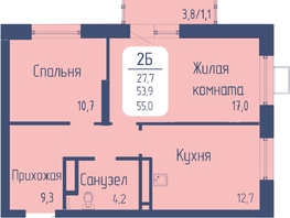 Продается 2-комнатная квартира ЖК Univers (Универс), 3 квартал, 55 м², 8882500 рублей
