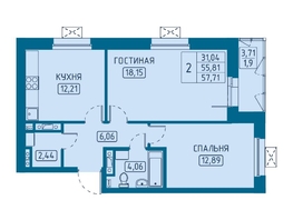 Продается 2-комнатная квартира ЖК Univers (Универс), 5 квартал, 57.71 м², 9522150 рублей