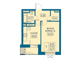 Продается 1-комнатная квартира ЖК Univers (Универс), 5 квартал, 38.71 м², 7316190 рублей