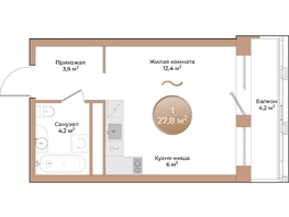 Продается 1-комнатная квартира ЖК Небо над Енисеем, 27.8 м², 6755400 рублей