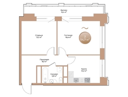 Продается 2-комнатная квартира ЖК Небо над Енисеем, 54.7  м&sup2;, 10611800 рублей