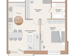 Продается 1-комнатная квартира ЖК Небо над Енисеем, 56.5 м², 10791500 рублей