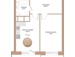 Продается 1-комнатная квартира ЖК Небо над Енисеем, 46  м&sup2;, 11868000 рублей