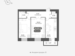 Продается 2-комнатная квартира ЖК Академгородок, дом 7, 66.4 м², 9585000 рублей