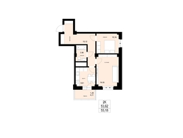 Продается 2-комнатная квартира ЖК ЛЕТО, дом 1, 55.31 м², 6747820 рублей