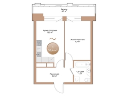 Продается 1-комнатная квартира ЖК Небо над Енисеем, 38.4 м², 6182400 рублей